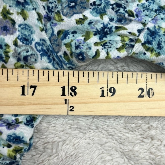 Cottagecore Floral Ruched Top Ditzy Print Puff Sleeve Large Square Neckline - Picture 11 of 15